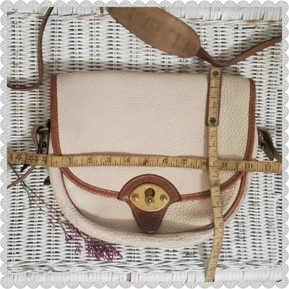 Dooney & Bourke | Vintage Cream Tan Leather Distressed Organizer Crossbody Bag - Picture 8 of 8